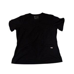 Figs Black Scrub Top XL Technical Collection Short Sleeve Medical Uniform